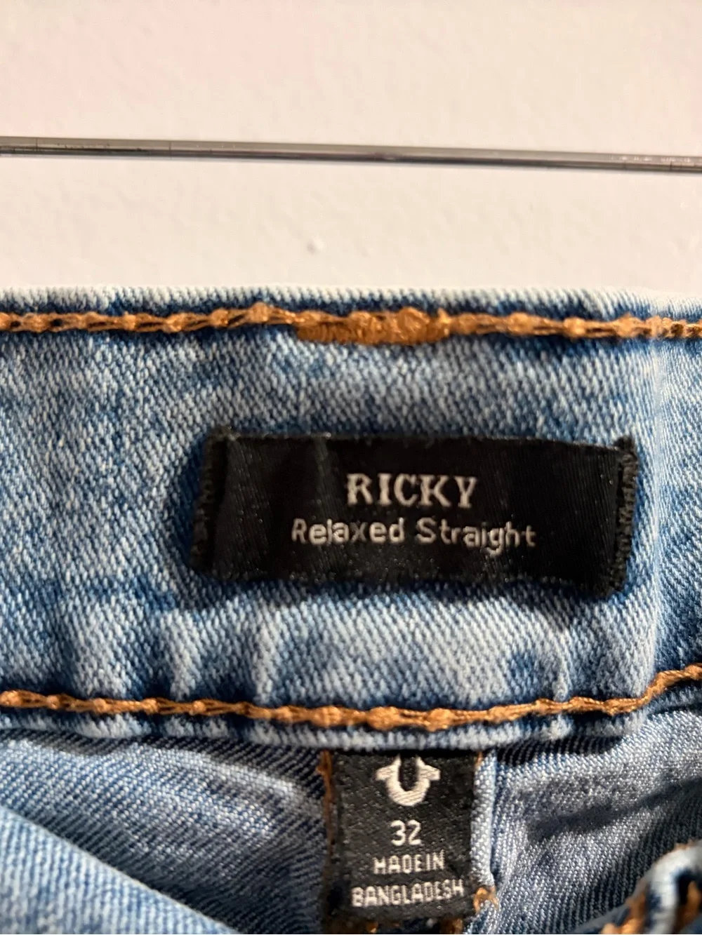 True Religion Mens Light Blue Denim Jeans - RICKY Relaxed Straight